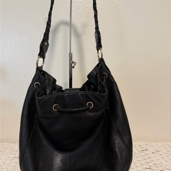 Michael Kors Black Leather Hobo Bag Braided Strap - Picture 5 of 8